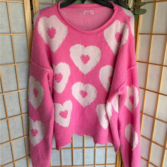 S&S Boutique Sweaters - Cozy Pink Heart Sweater